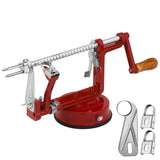 Apple Peeler Corer, Long lasting Chrome Cast Magnesium Alloy Apple Peeler Slicer Corer with Stainless Steel Blades and Powerful Suction Base for Apples and Potato(Red)